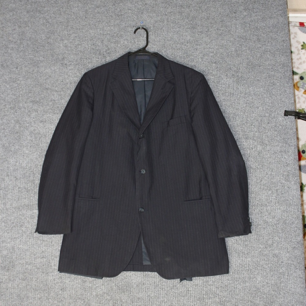 Vintage Brooks Brothers Blazer Mens 43L Black Pinstripe Suit Jacket TO REPAIR